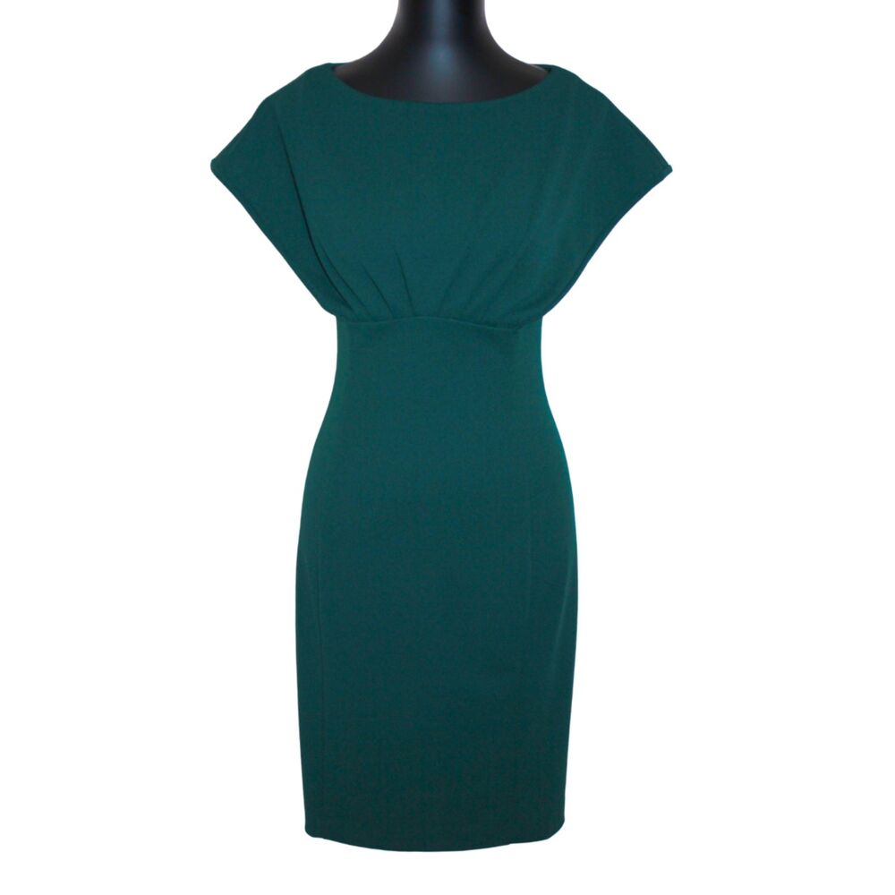 Calvin Klein Emerald Green Bodycon Midi Work Cocktail Dress Size 2